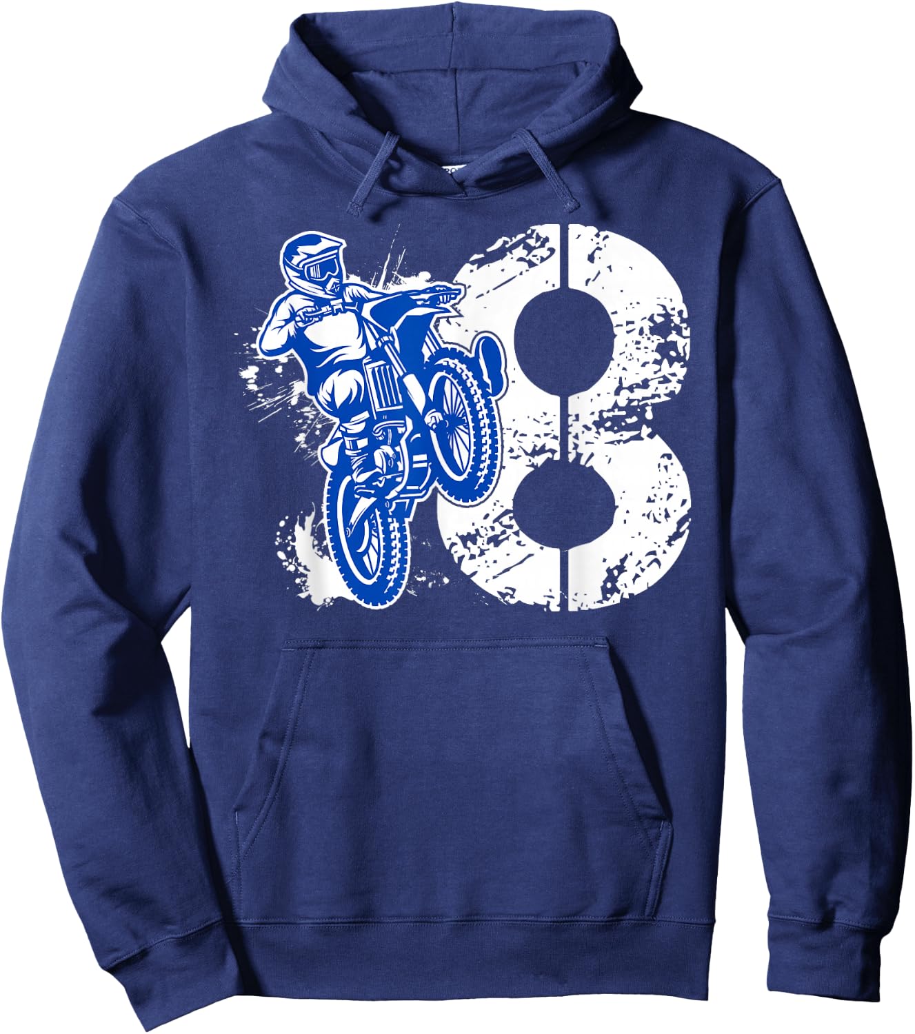 8th Birthday Party Dirt Bike Boy 8 Year Old Dirt Biker Hoodie - Hoodie | Navy