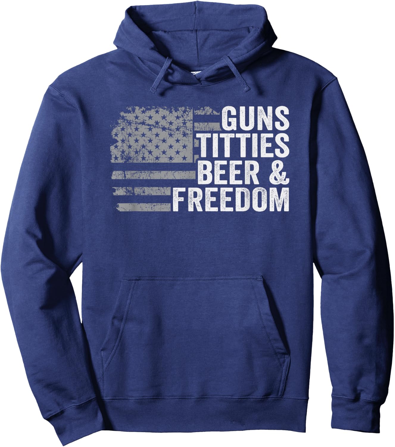 Guns Titties Beer & Freedom - Funny Drinking with USA Flag , black Hoodie - Hoodie | Navy