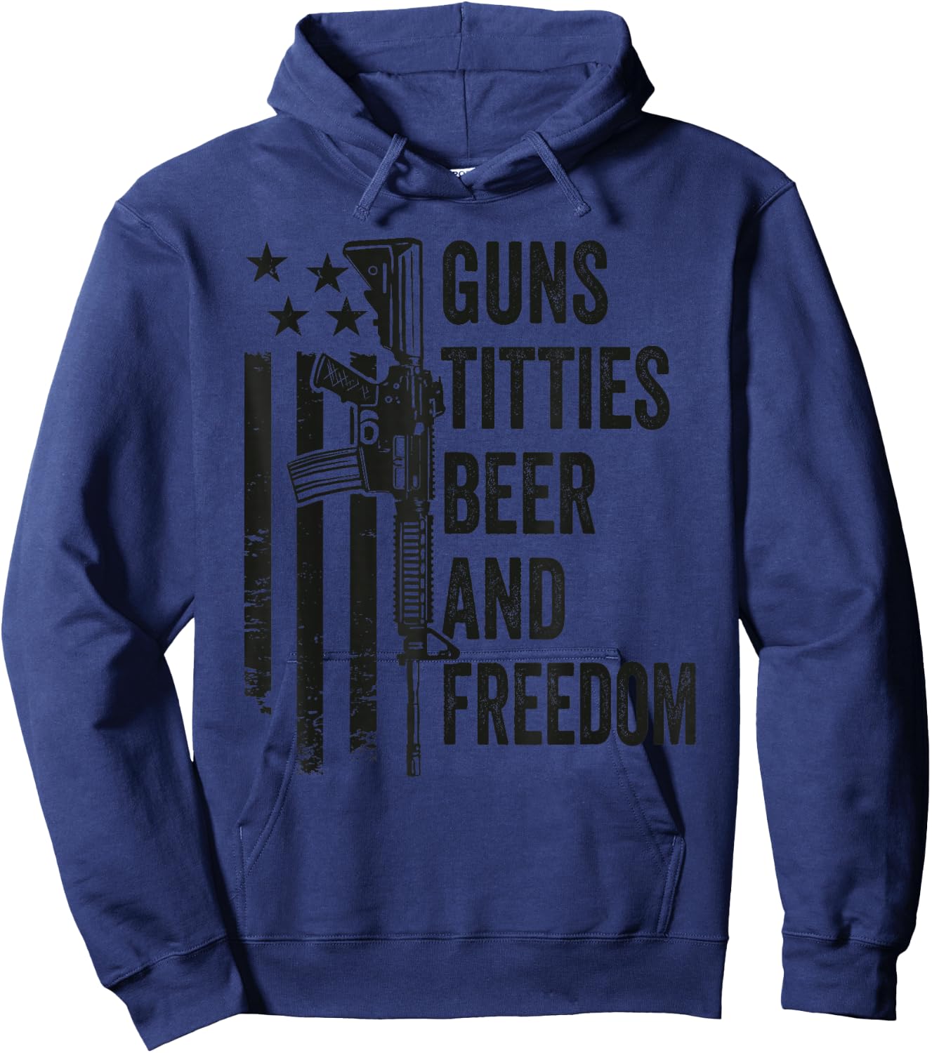 Guns Titties Beer & Freedom - Camo Guns Drinking USA Hoodie - Hoodie | Navy