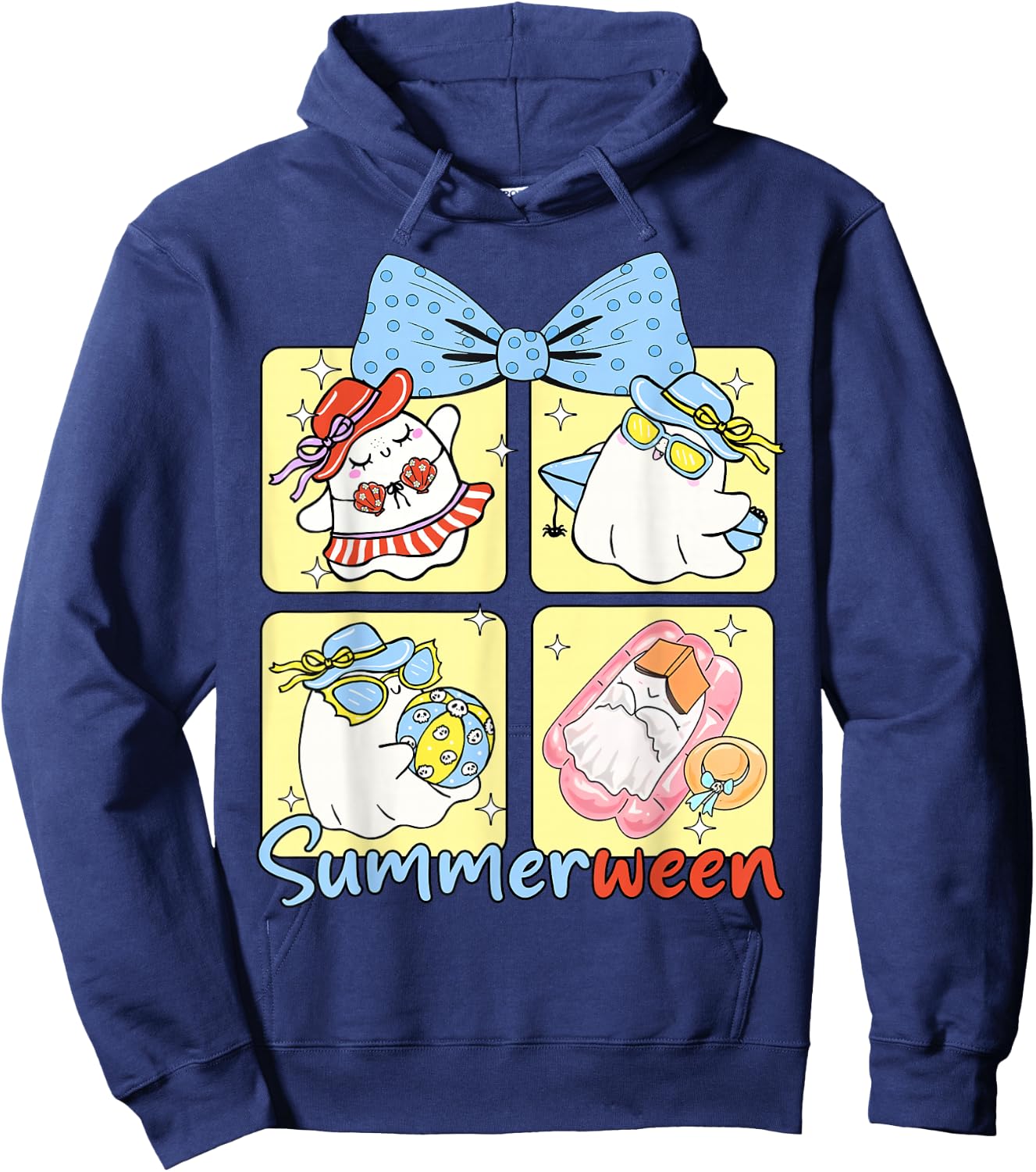 Funny Summerween Vibes Boo Spooky Vacation Hoodie - Hoodie | Navy