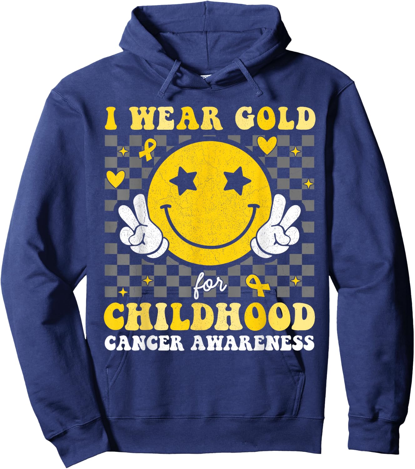 Retro I Wear Gold For Childhood Cancer Awareness Kids Hoodie - Hoodie | Navy
