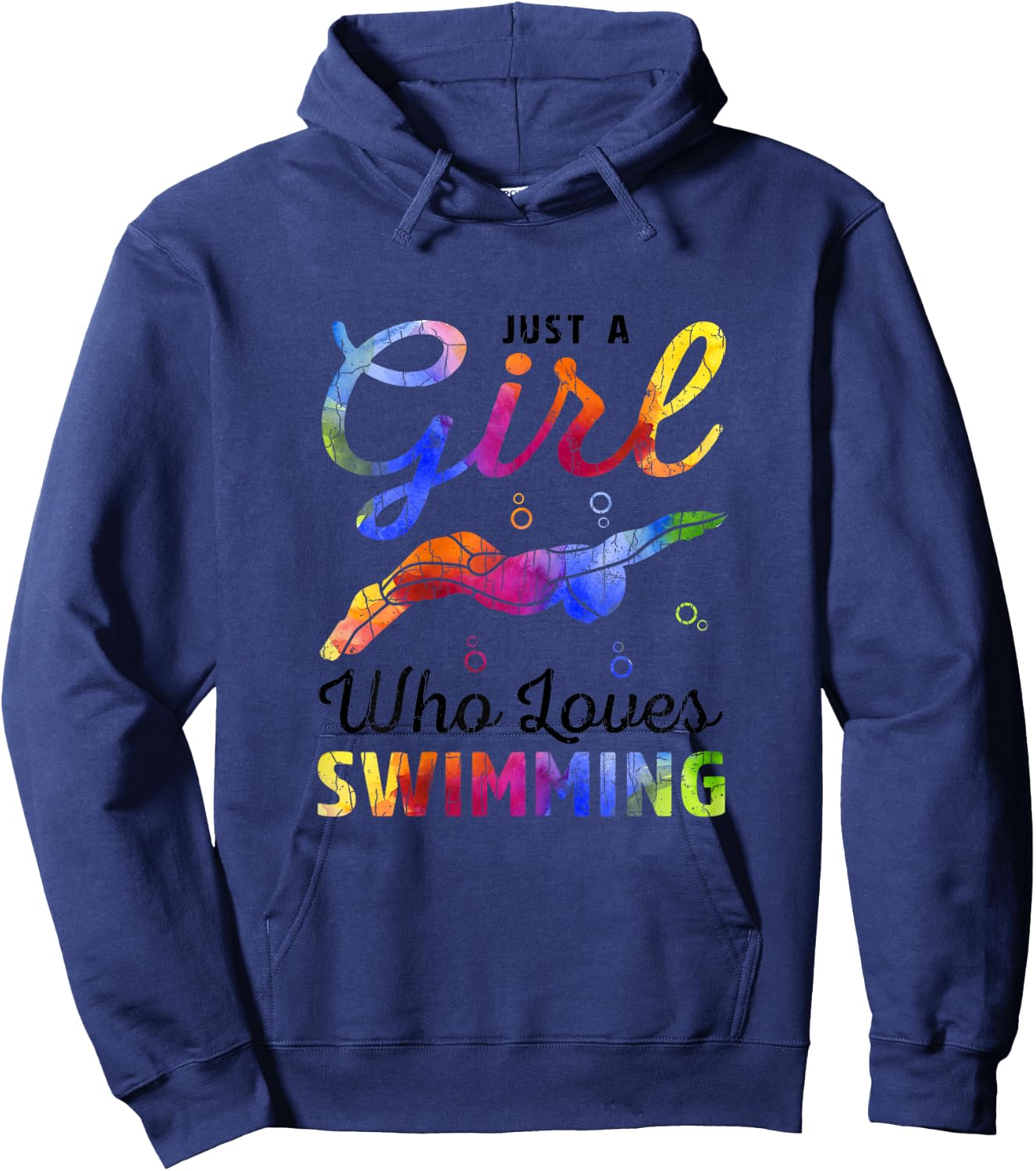 Just A Girl Who Loves Swimming Funny Swimmer Player Graphic Hoodie - Hoodie | Navy
