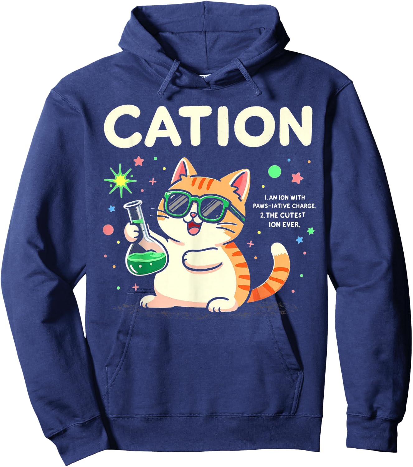 Cation Cat definition Cute Science Cat Pawsitive Chemistry Hoodie - Hoodie | Navy