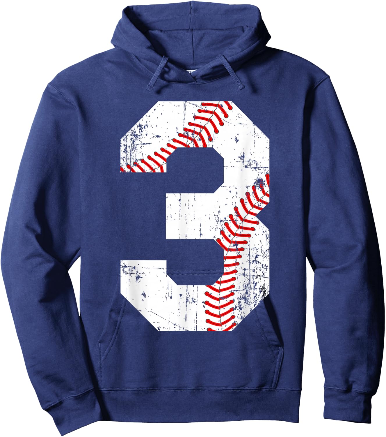 Vintage Baseball 3 Jersey Number Hoodie - Hoodie | Navy