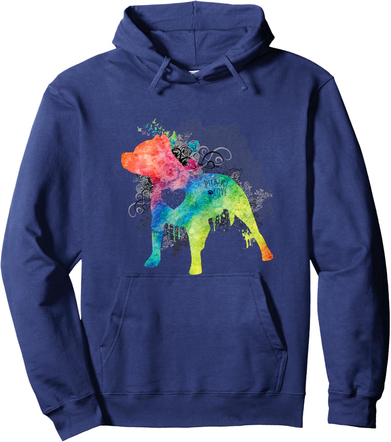 Pitbull Love Watercolor Zen - Pit bull Shirt Hoodie - Hoodie | Navy