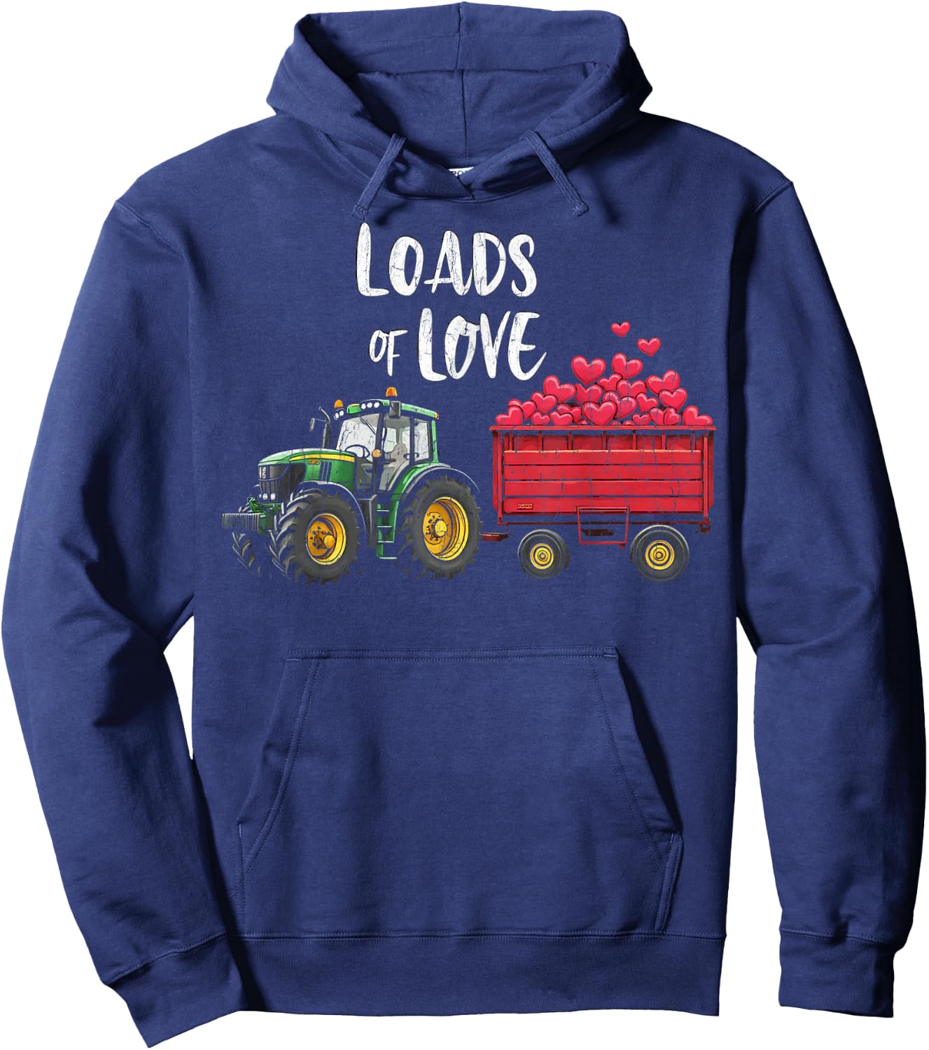 Valentines Day for Toddler Boys Tractor Loads of Love Hoodie - Hoodie | Navy