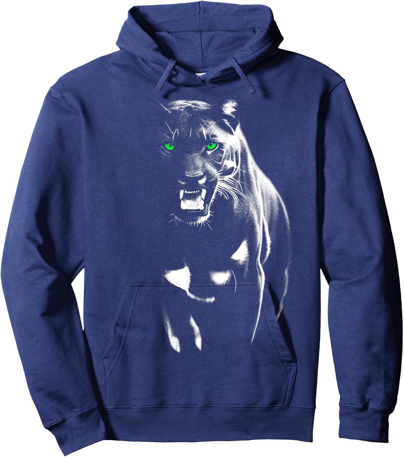 Wild Proud Panther with Cool Green Eyes Shows Teeth Hoodie - Hoodie | Navy