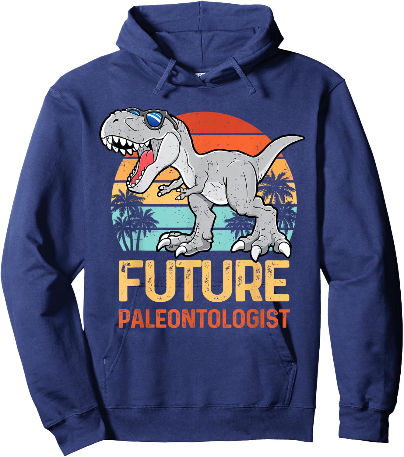 Retro Future Paleontologist T-Rex Dinosaur Fossil boys girls Hoodie - Hoodie | Navy
