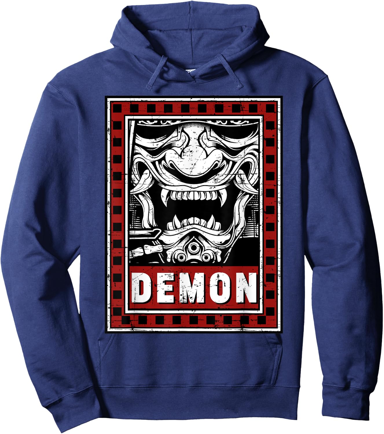 Japanese Demon Harajuku Oni Face Mask Hoodie - Hoodie | Navy