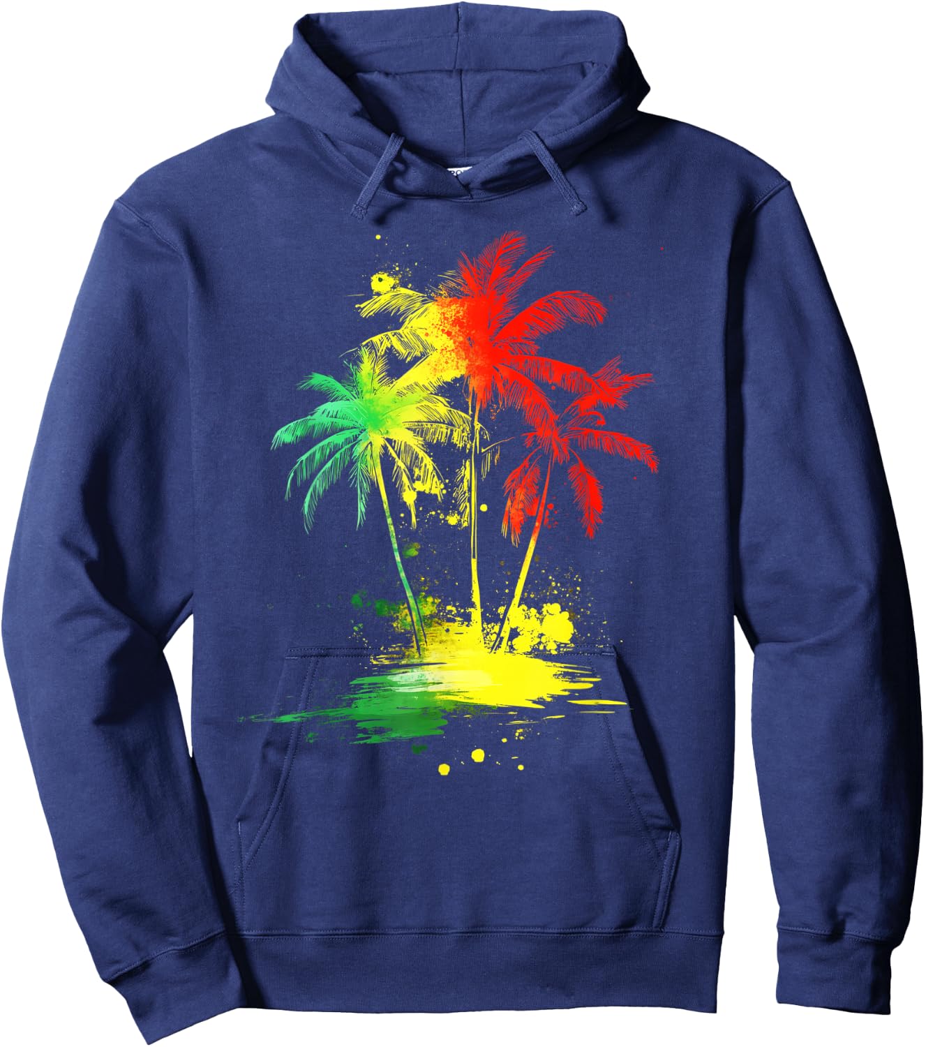 Reggae Music Palmiers Rouge Vert Jaune Jamaïque Hoodie - Hoodie | Navy