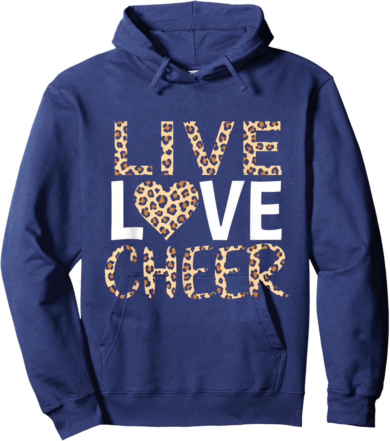 LIVE LOVE Cheerleading Leopard Print Hoodie - Hoodie | Navy