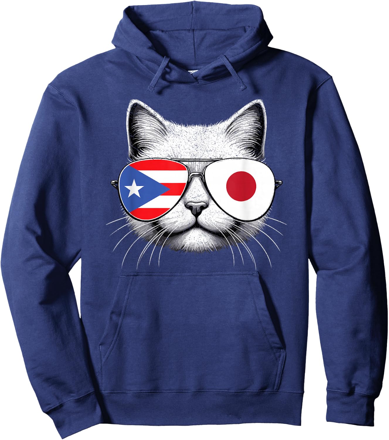Puerto Rican Japanese Funny Cat Puerto Rico Japan Flag Hoodie - Hoodie | Navy