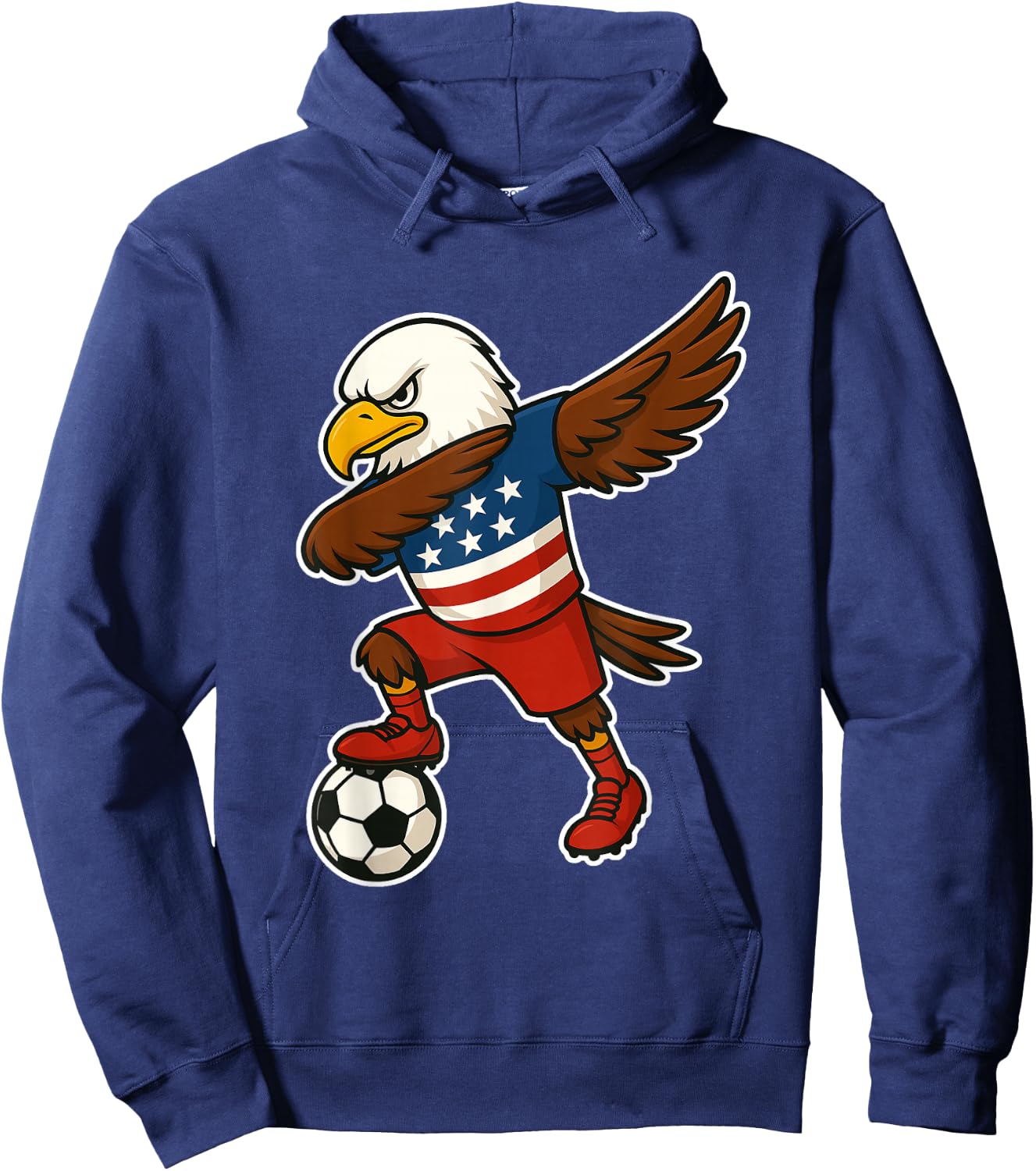 Funny Dabbing Bald Eagle USA Soccer - USA Flag Soccer Hoodie - Hoodie | Navy