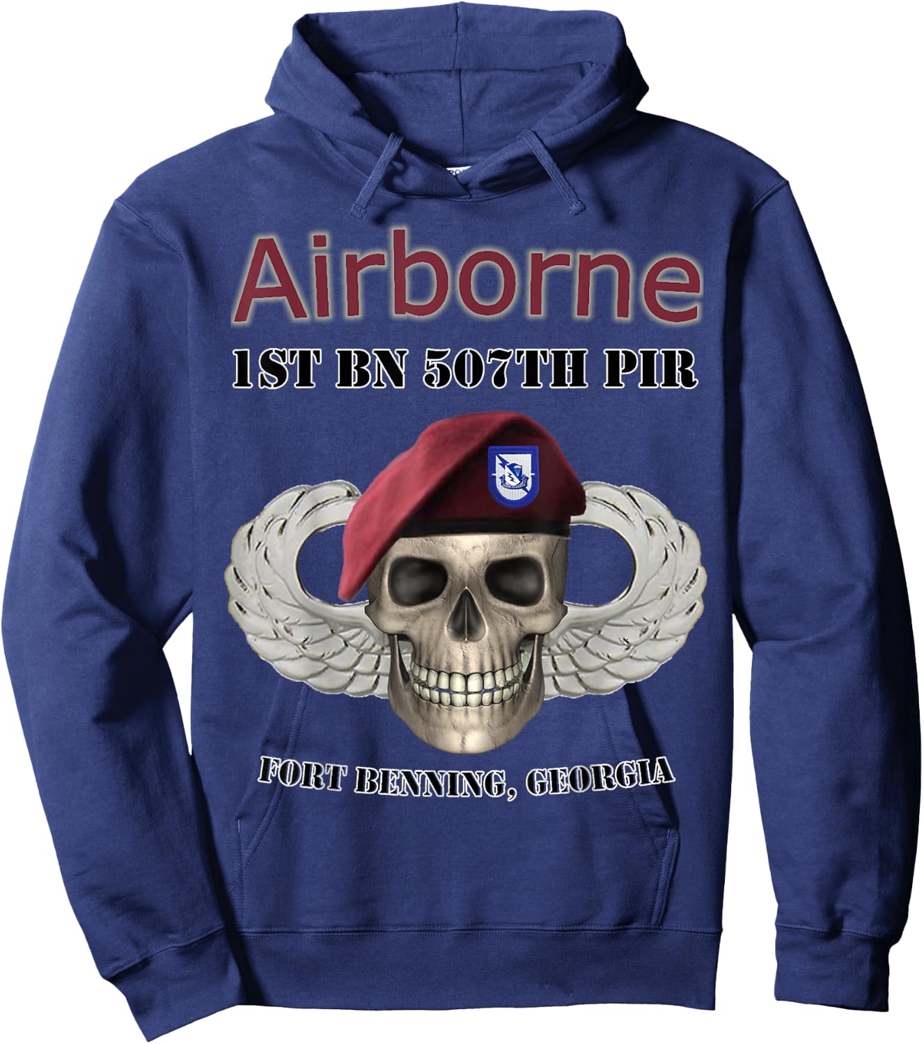 1st Bn 507th Parachute Infantry Regiment- Ft Benning design Hoodie - Hoodie | Navy