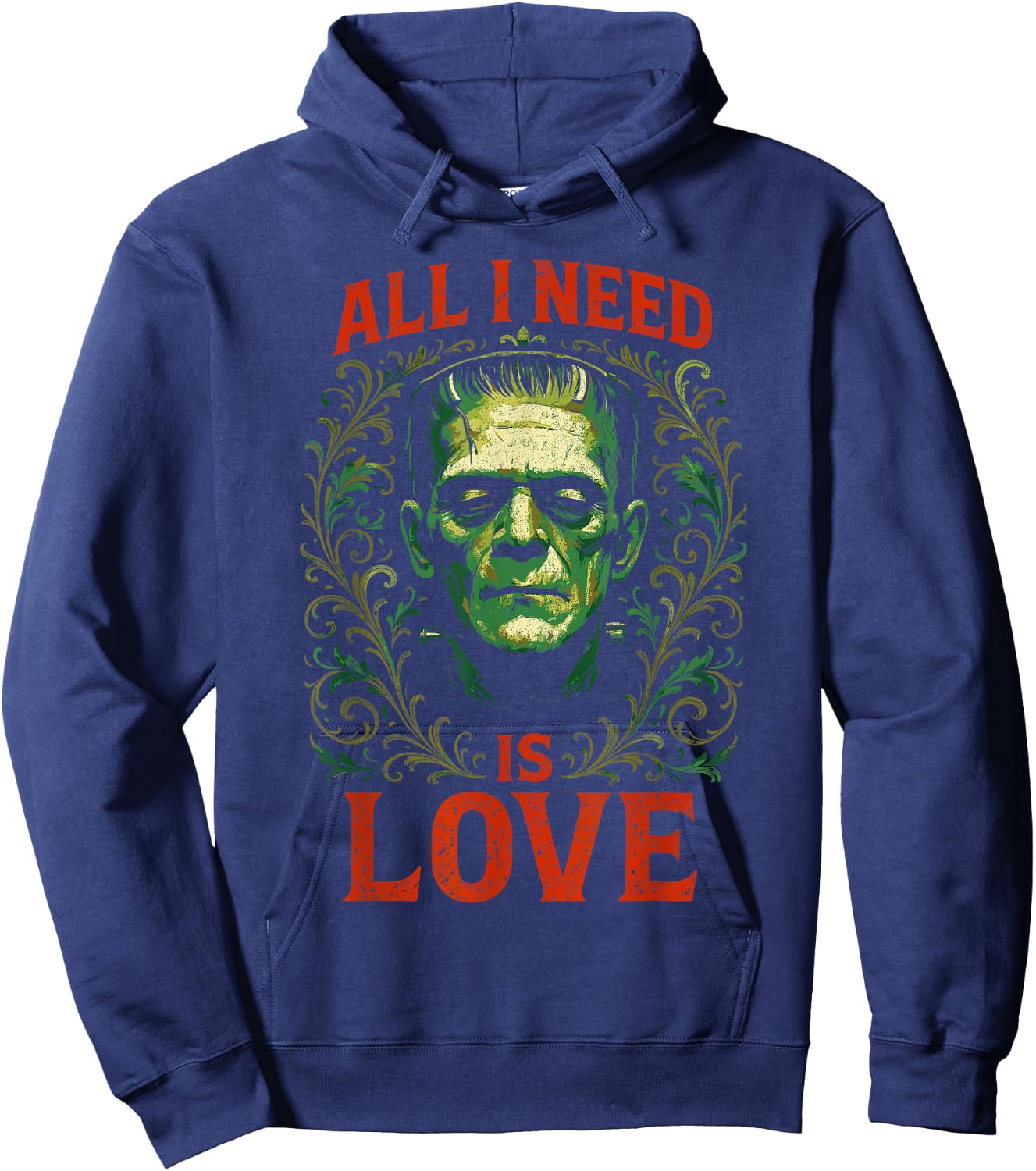 Frankenstein I Need Love | Grunge Horror Halloween Hoodie - Hoodie | Navy