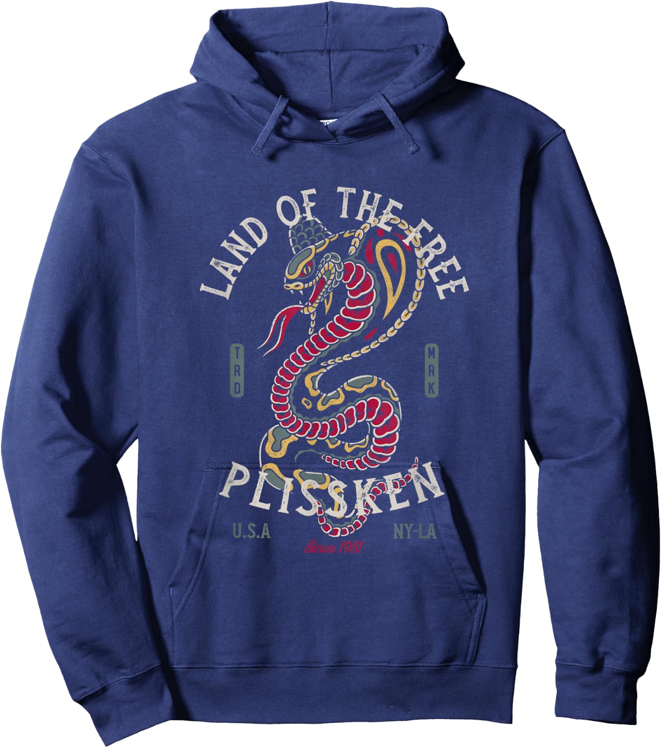 Cobra Traditional Tattoo Snake - Land of the Free Hoodie - Hoodie | Navy