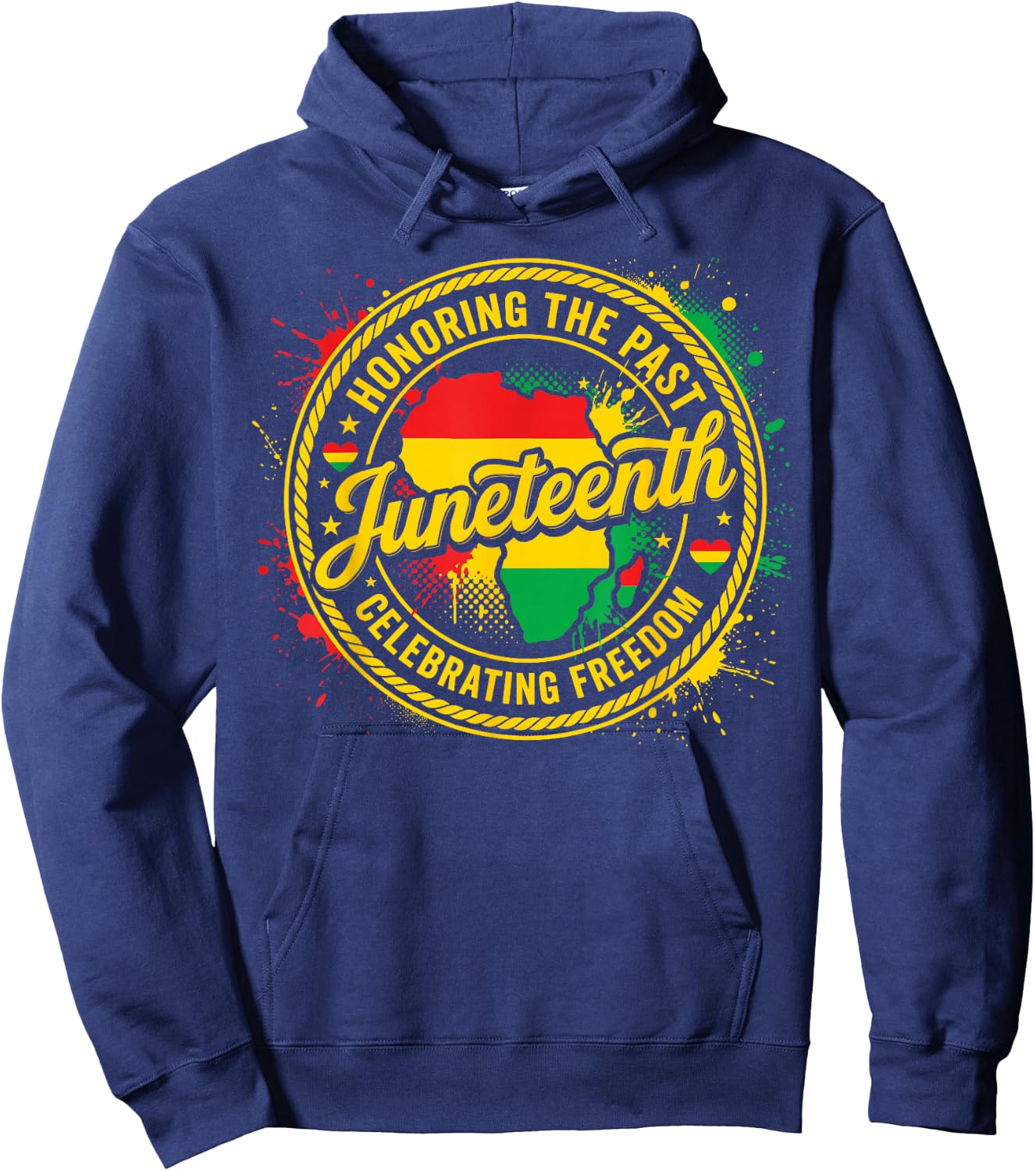 Juneteenth Honoring the Past Celebrating Freedom 1865 Black Hoodie - Hoodie | Navy