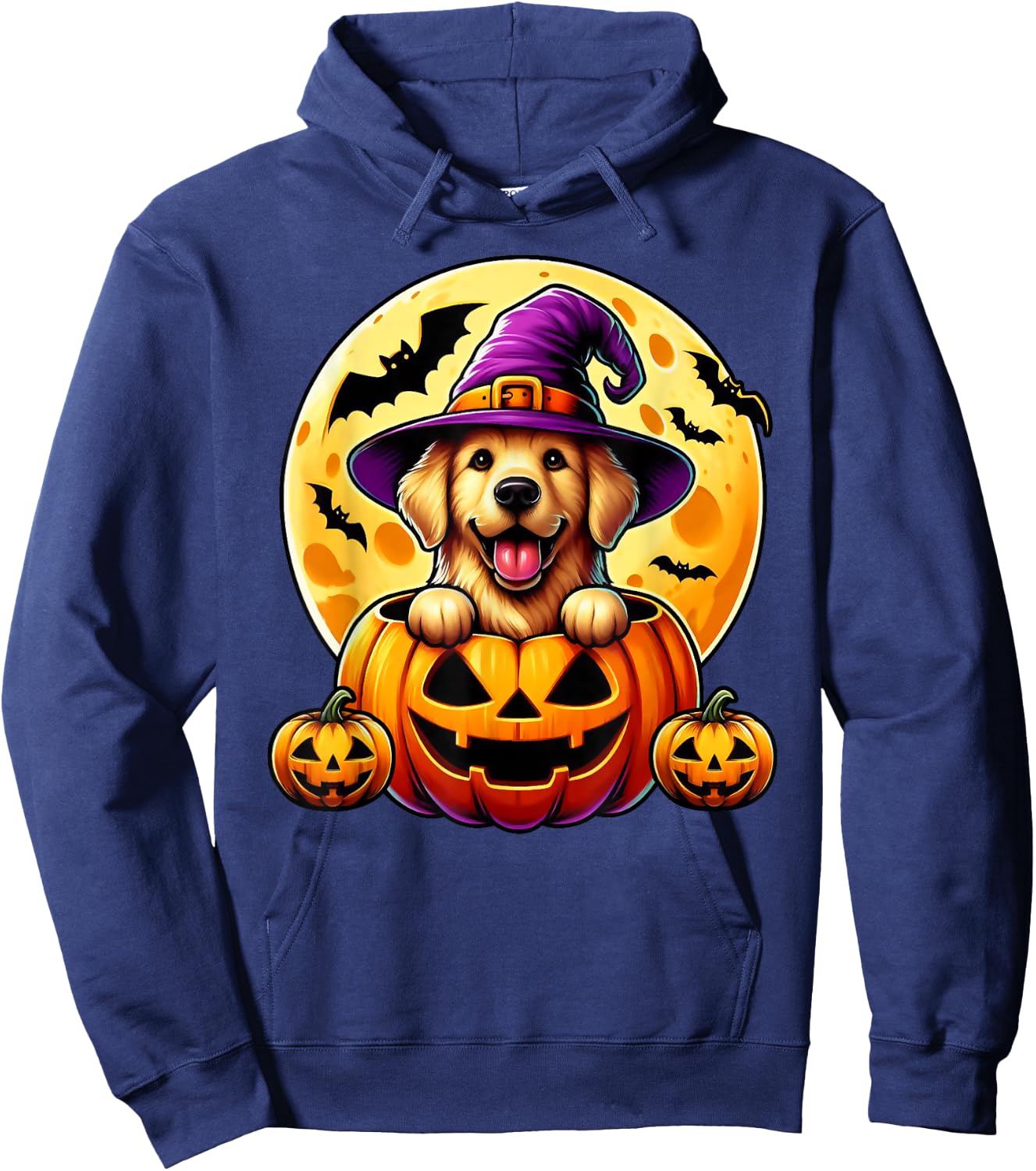 Halloween Golden Retriever Witch Hat Pumpkin Dog Lover Hoodie - Hoodie | Navy