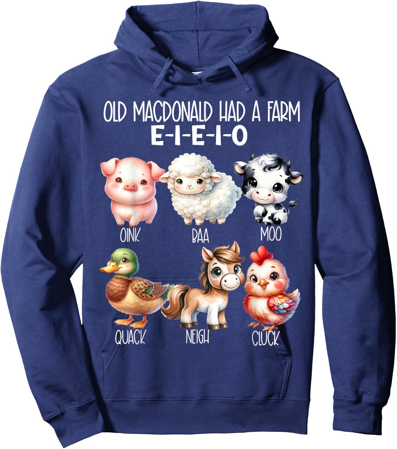 Toddler Kids Old MacDonald Had a Farm E-I-E-I-O Nursery Song Hoodie - Hoodie | Navy