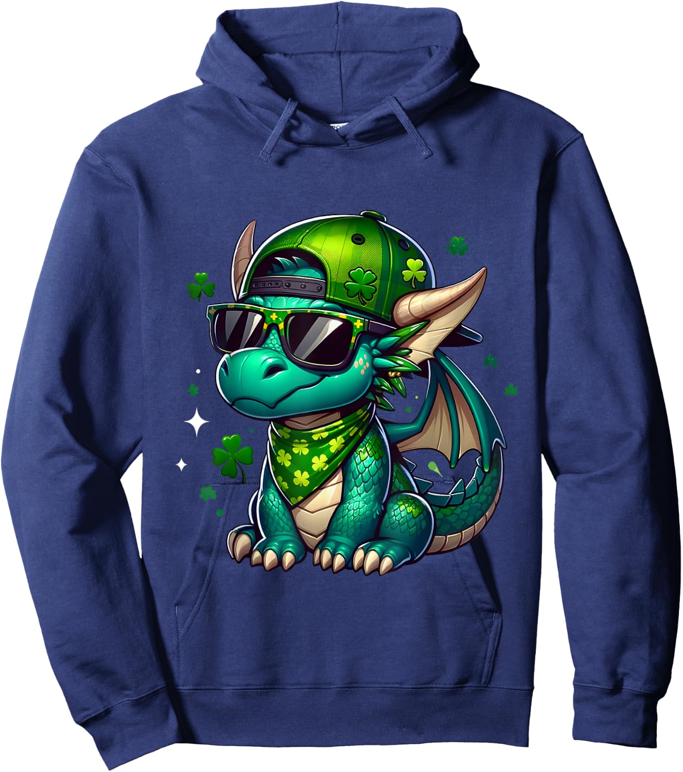 St Patrick's Day Funny Dragon Lucky Charm Clover Adult Kids Hoodie - Hoodie | Navy