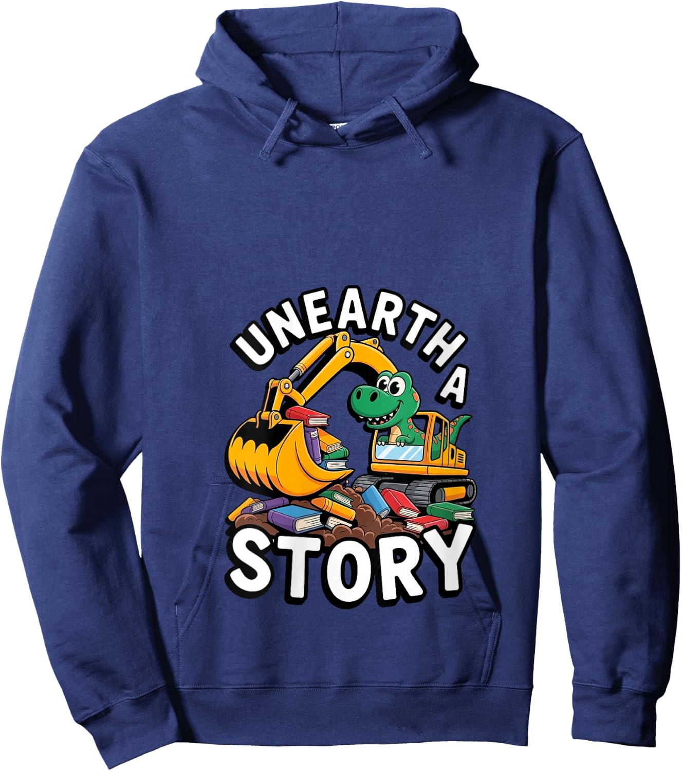 Women's Unearth A Story Dinosaur Summer Library Reading 2026 V-Neck Hoodie - Hoodie | Navy