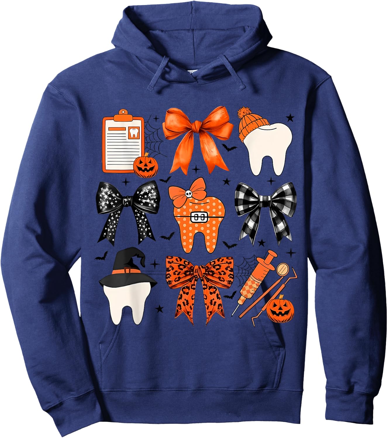 Coquette Halloween Dentist Dental Assistant Teeth Halloween Hoodie - Hoodie | Navy