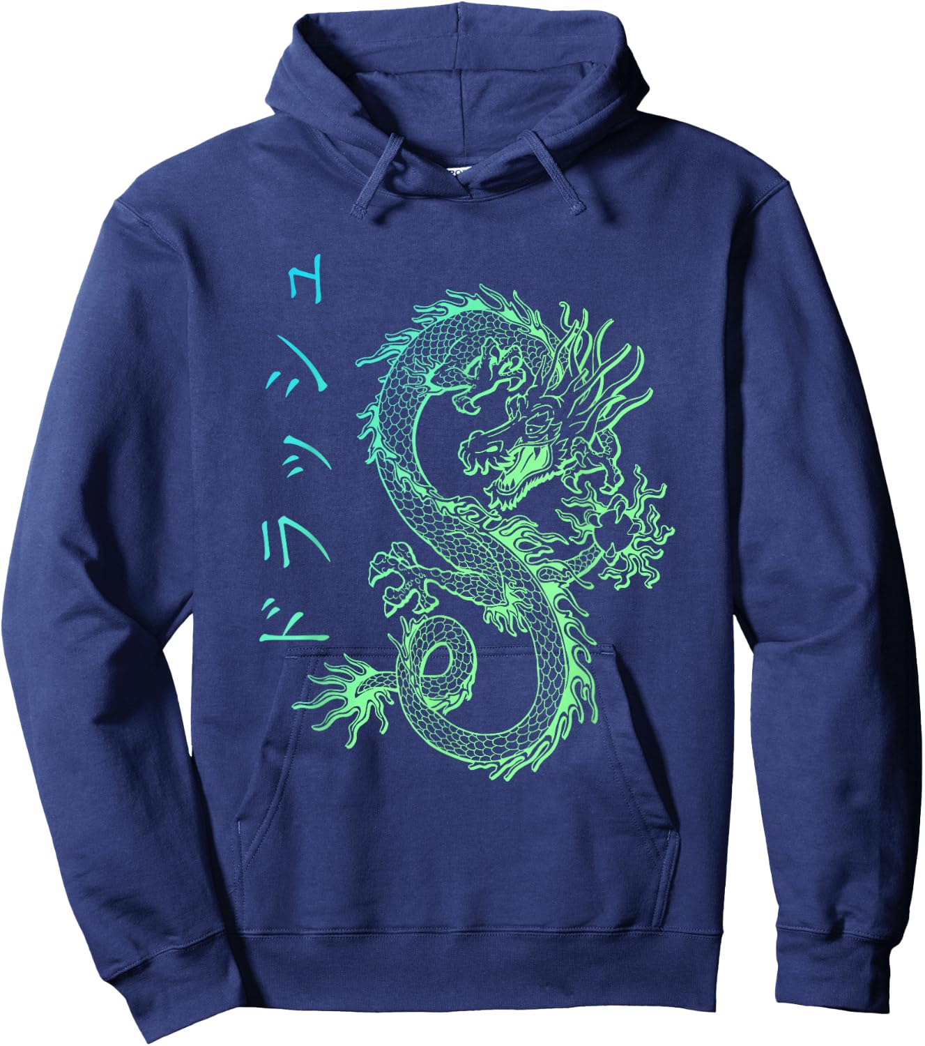 Asian E-Girl Aesthetic Retro E-Boy Kanji Japan Dragon Hoodie - Hoodie | Navy