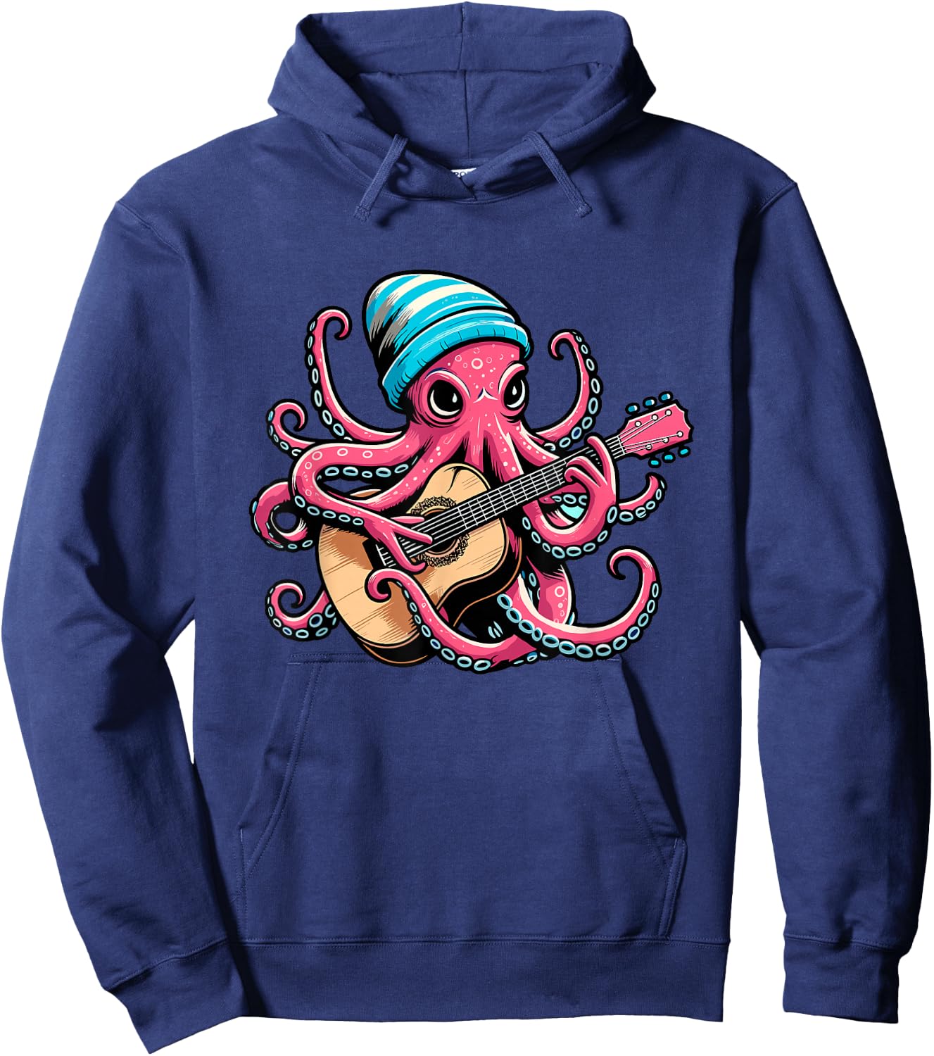 Funny Octopus Playing Acoustic Guitar Shirt For Guitarist Hoodie - Hoodie | Navy