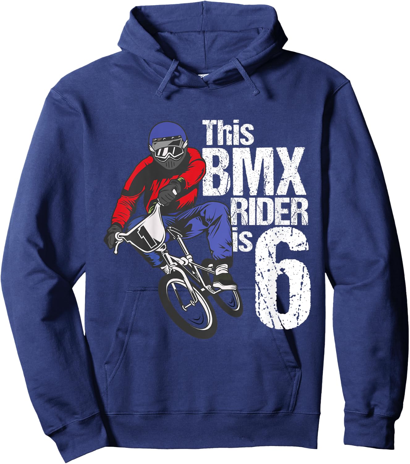 Kids 6 Year Old BMX Birthday Party Boys Dirt Bike Biking 6th Gift Hoodie - Hoodie | Navy
