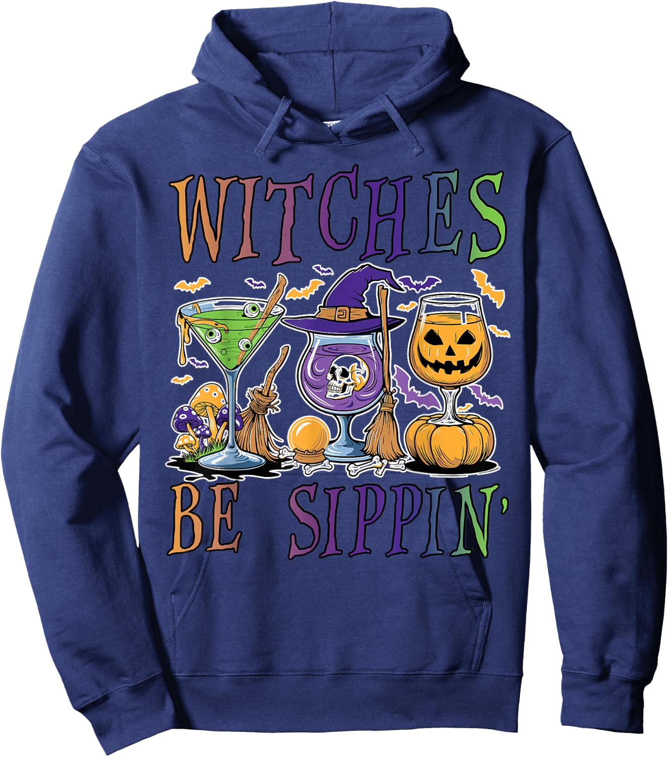 Witches Be Sippin' Funny Halloween Drinking Witch Costume Hoodie - Hoodie | Navy