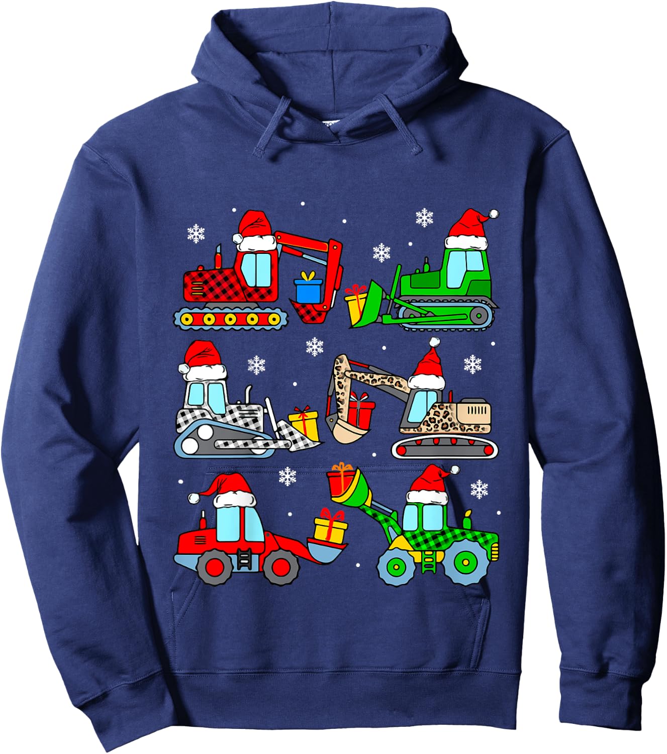 Kids Construction Excavator Christmas Tree for Boys Girls Toddler Hoodie - Hoodie | Navy
