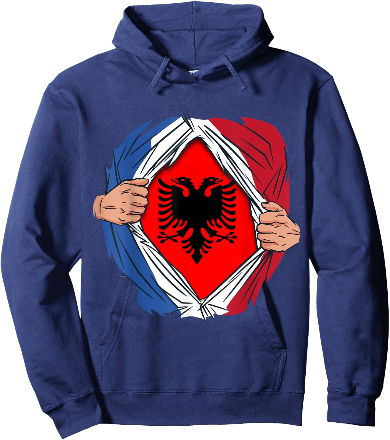 Superhero Flag Albania France Gift Albanian , Black, S Hoodie - Hoodie | Navy