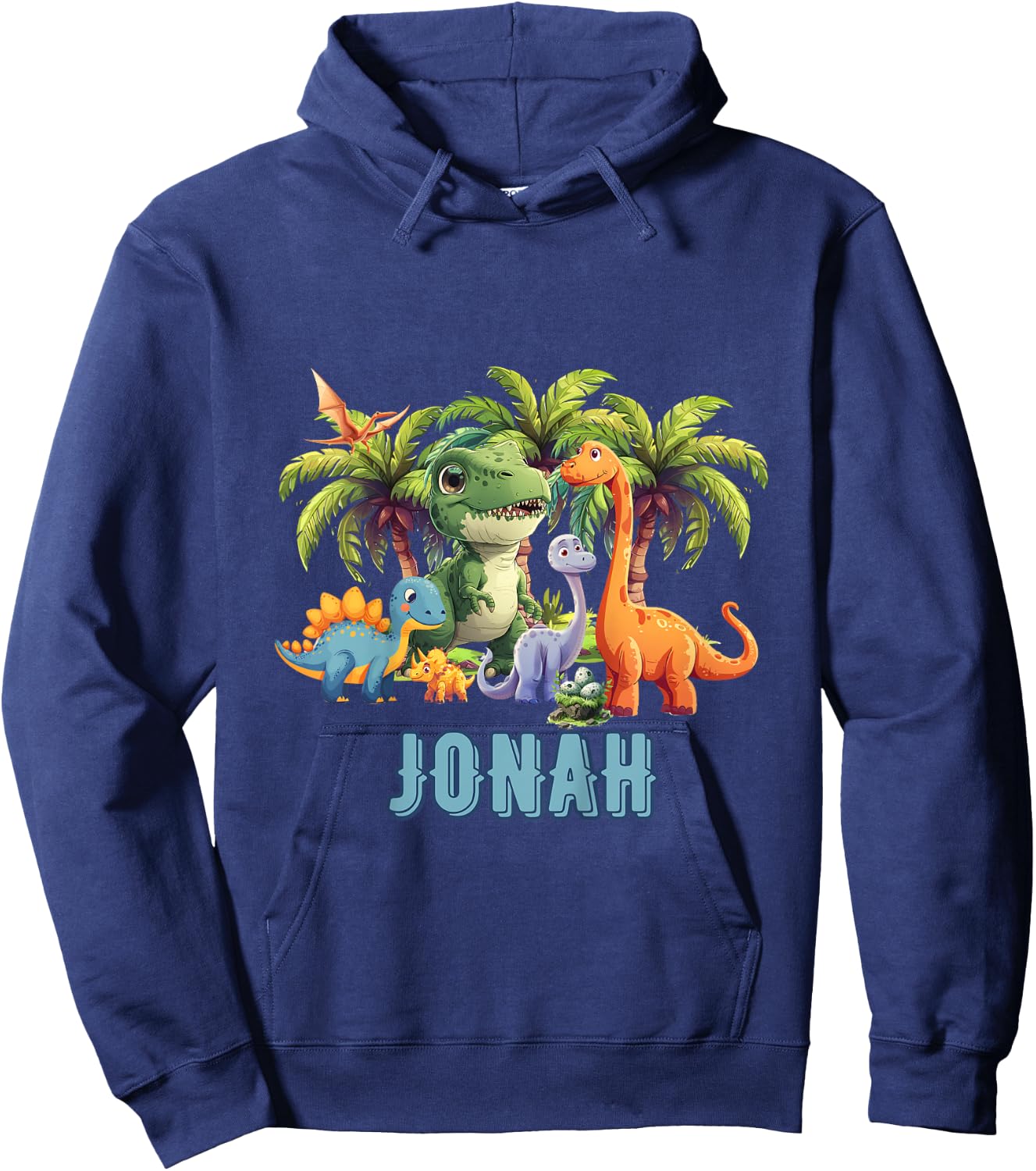 Kids Dinosaur Dino TRex Personalized JONAH Hoodie - Hoodie | Navy
