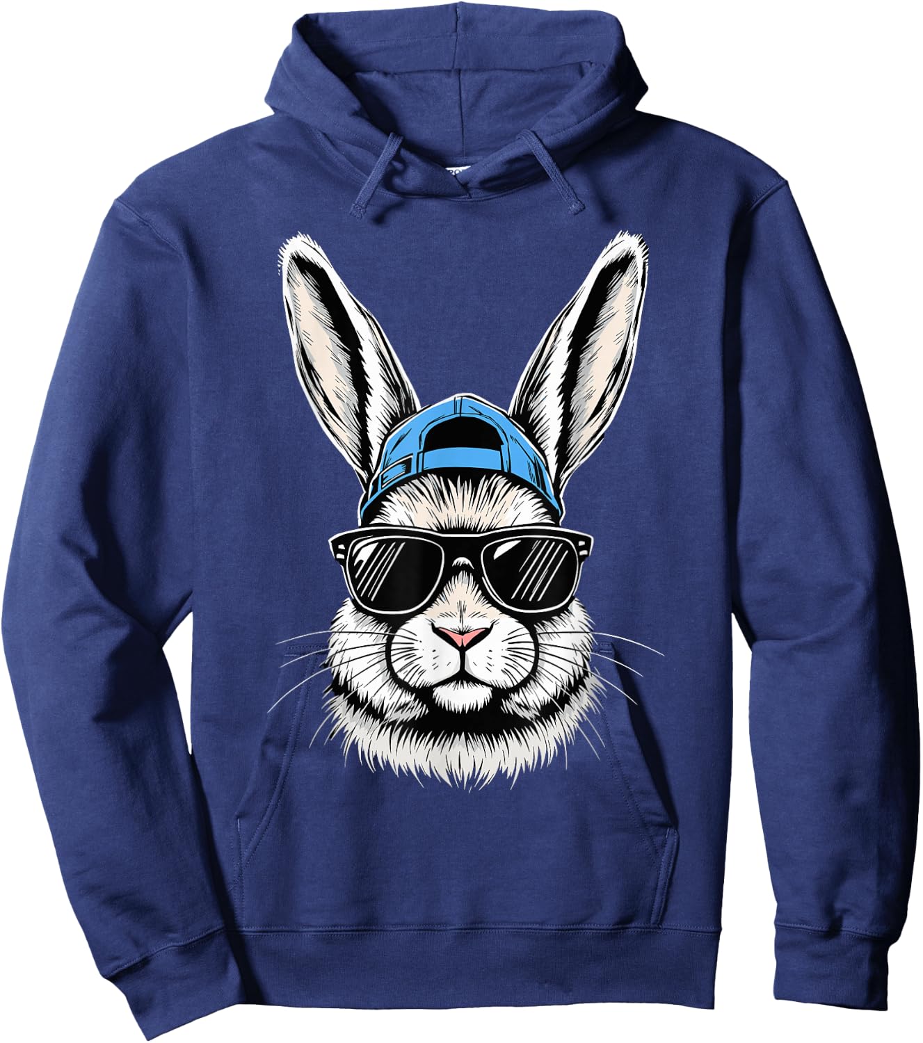 Cool Bunny Face Happy Easter Hoodie - Hoodie | Navy