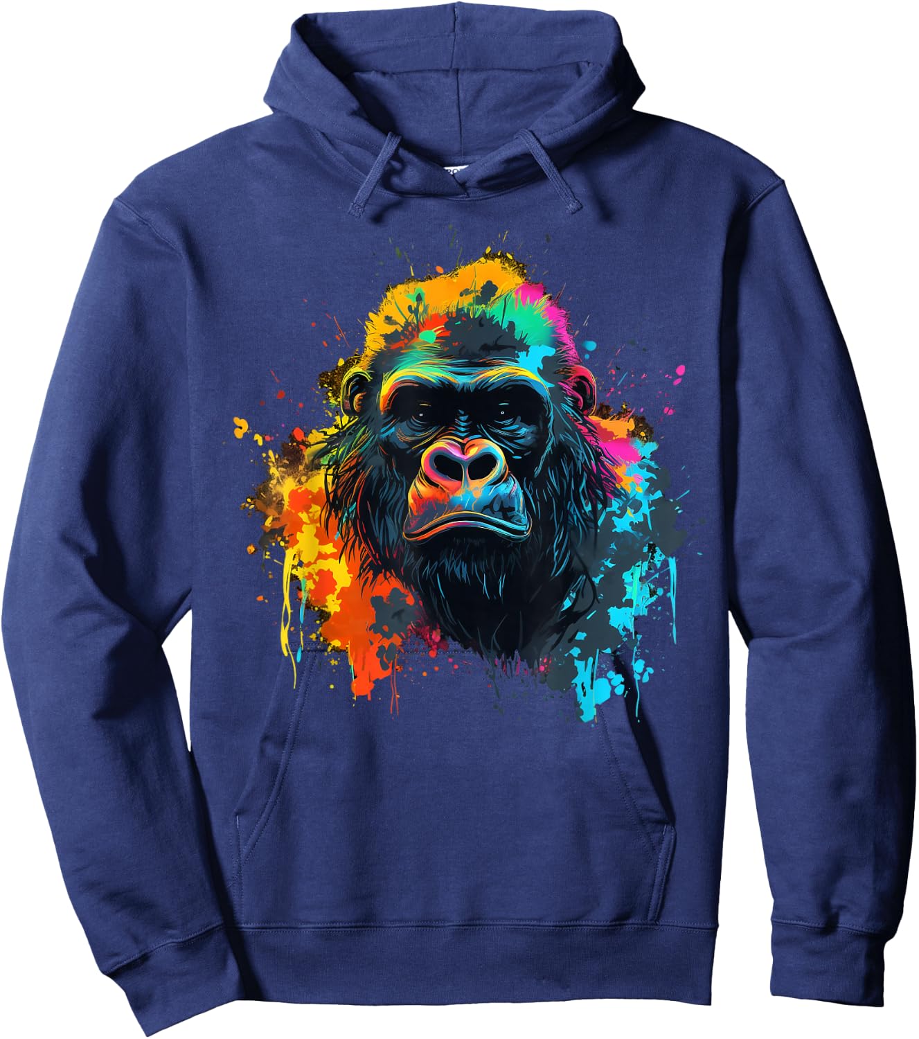 Cooler Gorilla auf bunt bemaltem Gorilla Hoodie - Hoodie | Navy