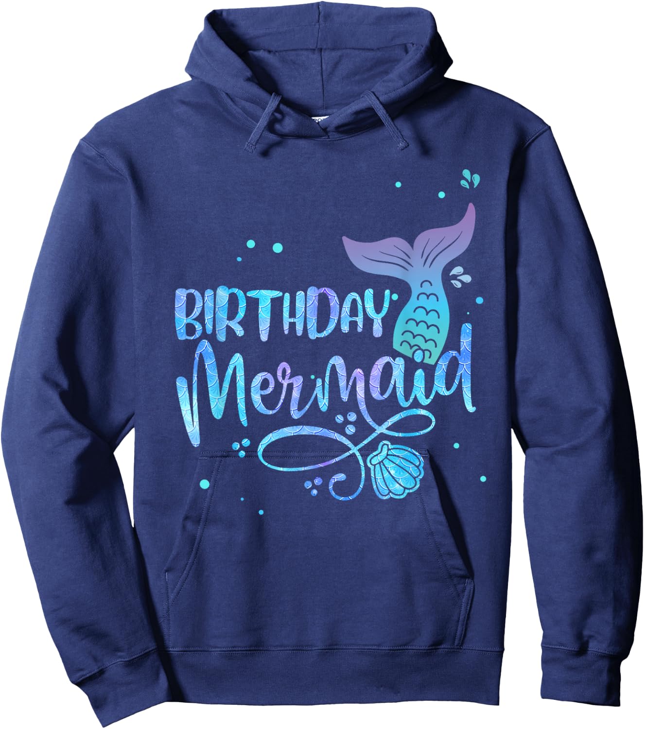 Birthday Mermaid Shell Tail Family Matching Party Squad Hoodie - Hoodie | Navy