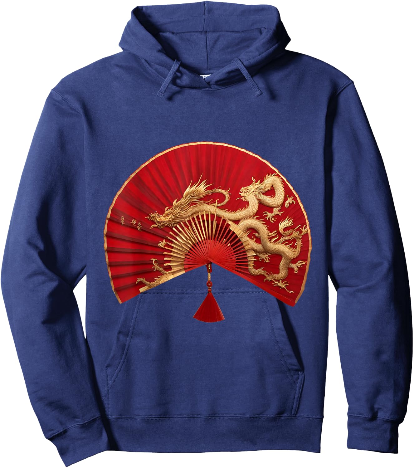 Chinese Asian red gold fan dragons Gift mom Hoodie - Hoodie | Navy