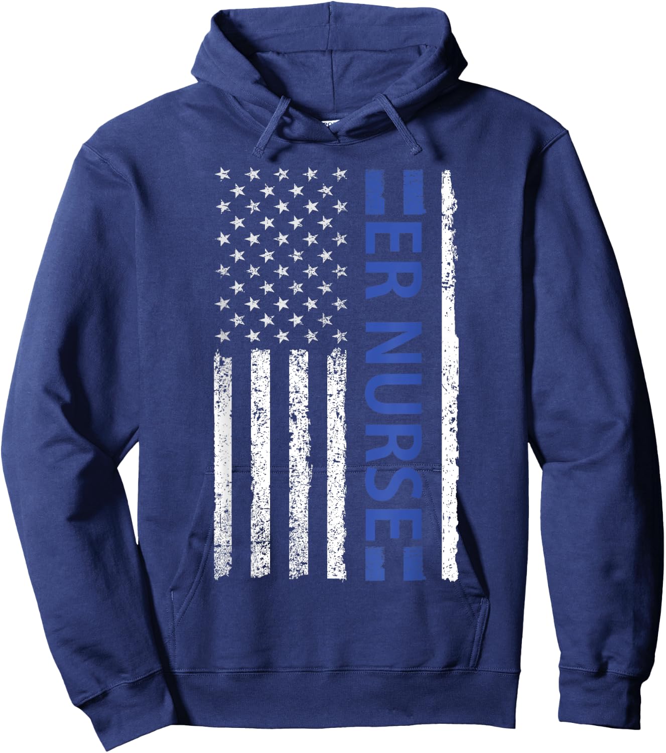 ER Nurse Emergency Room Registered Design with American Flag Hoodie - Hoodie | Navy