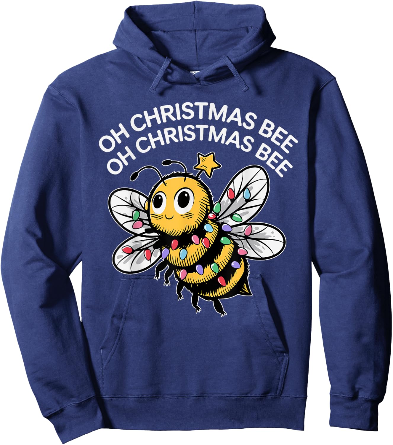 Bee Merry Christmas Bee Funny Oh Christmas Bee Hoodie - Hoodie | Navy