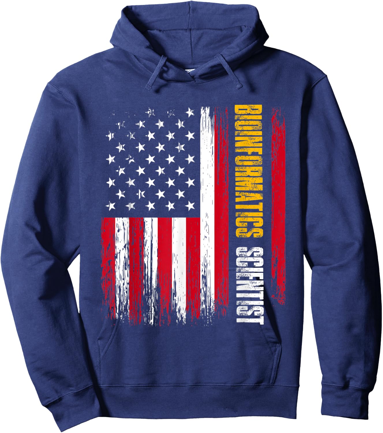 Bioinformatics Scientist USA Flag | Biology | Bioinformatics Women Men Hoodie - Hoodie | Navy