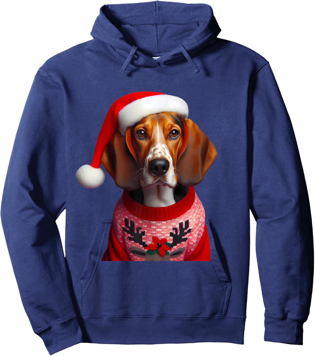 Treeing Walker Coonhound With Santa Hat Christmas Dog Owner Hoodie - Hoodie | Navy