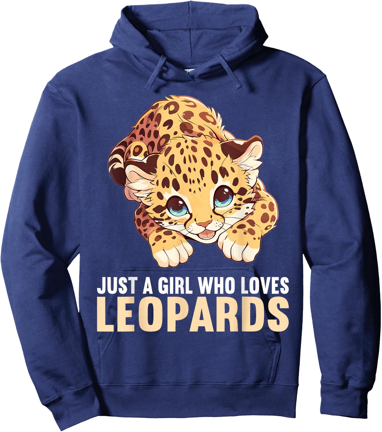 Just a Girl who loves Leopards Lovers Leopard Hoodie - Hoodie | Navy