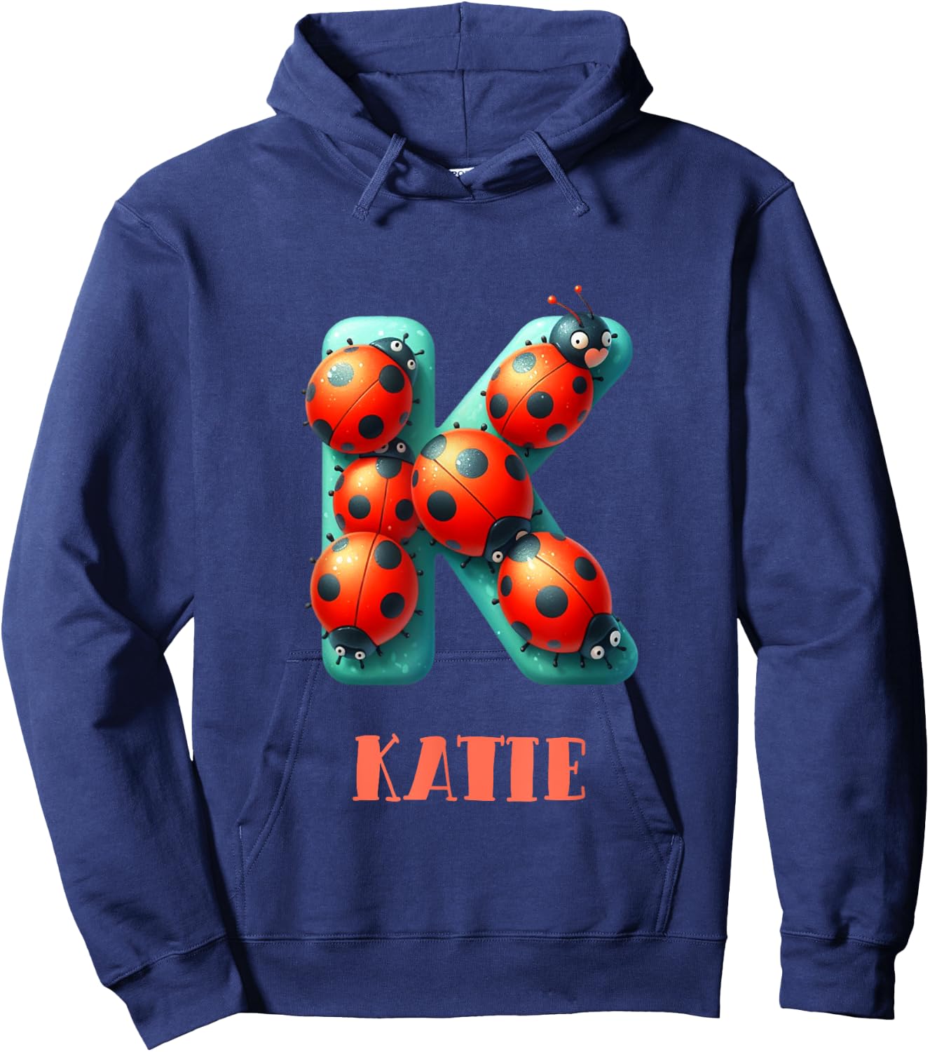 Cute Ladybug Letter Katie Name Ladybug Insect Hoodie - Hoodie | Navy