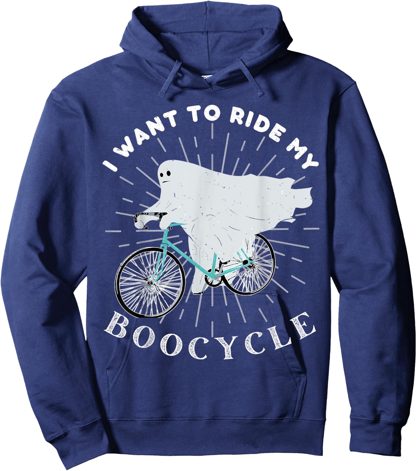 Ghost Cycling Bicycle Bike Funny Boocycle Cycling Halloween Hoodie - Hoodie | Navy