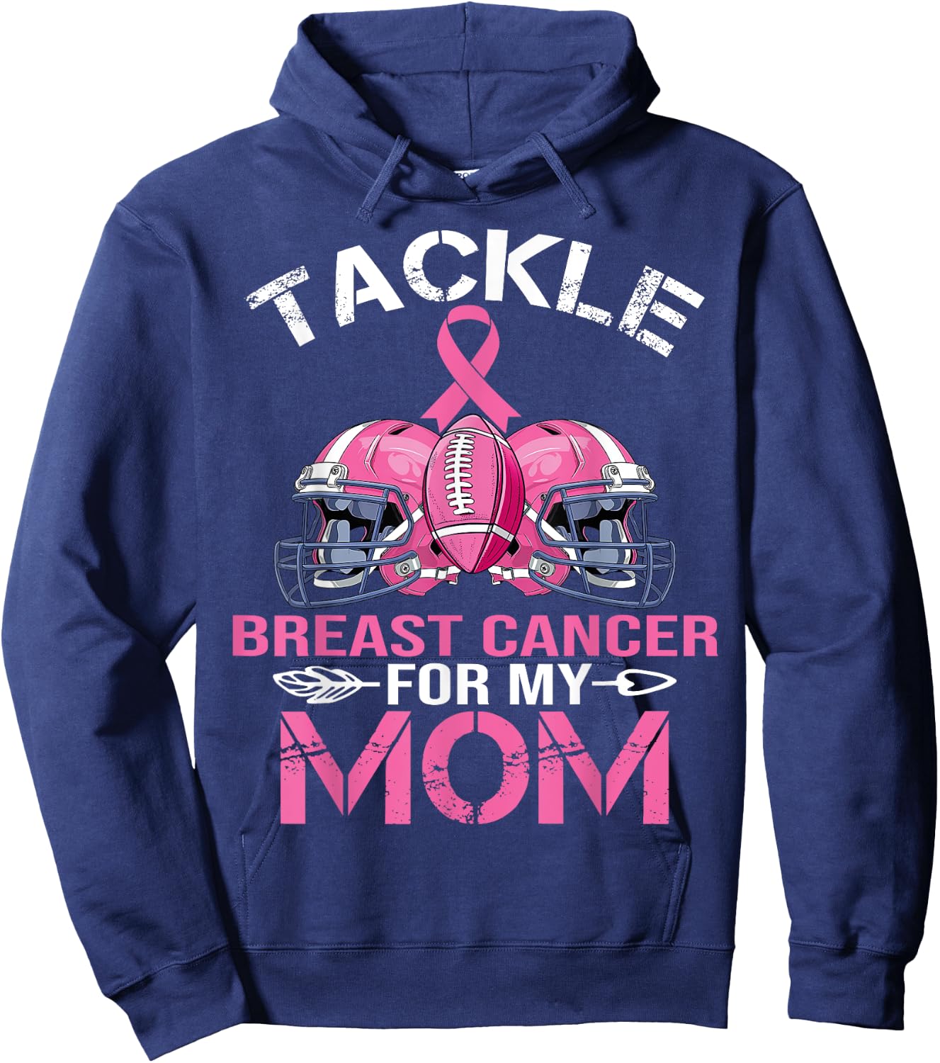 Tackle Football For My Mom Pink Ribbon Breast Cancer Women Hoodie - Hoodie | Navy