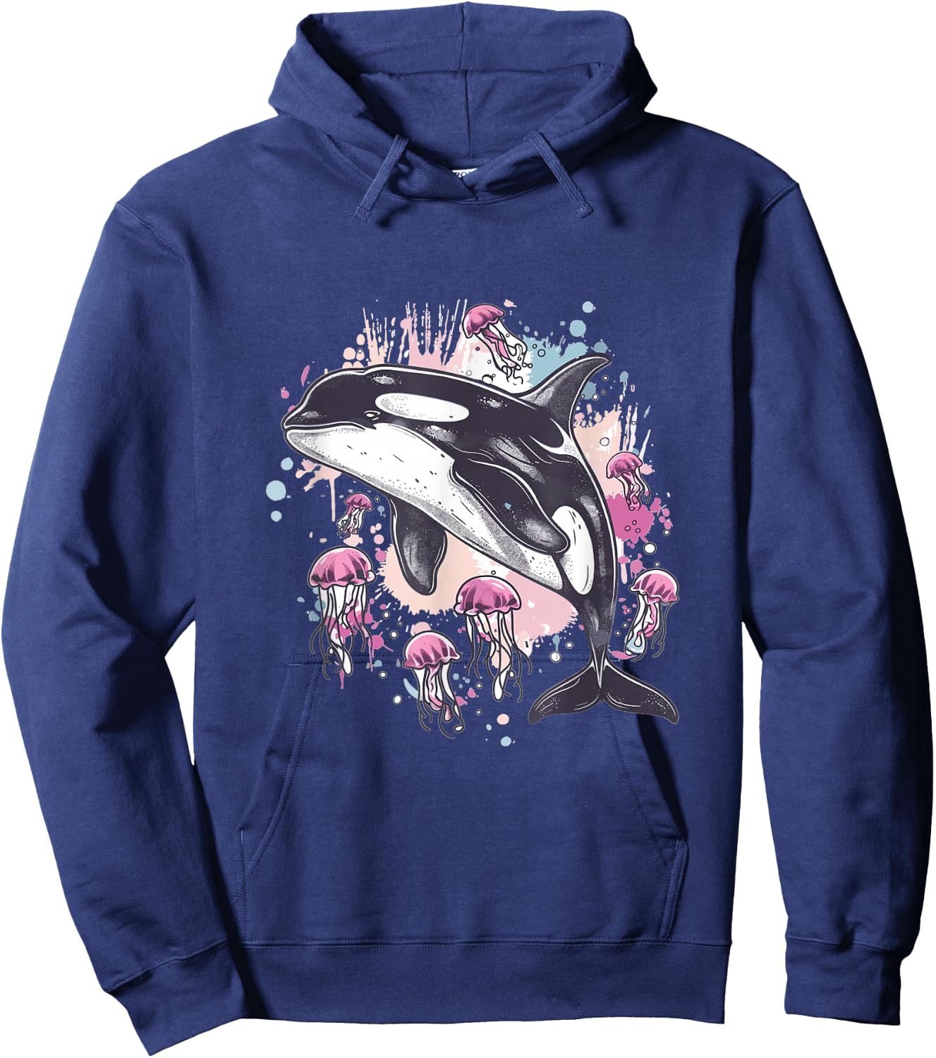 Orca Whale Jellyfish Graphic Hoodie - Hoodie | Navy