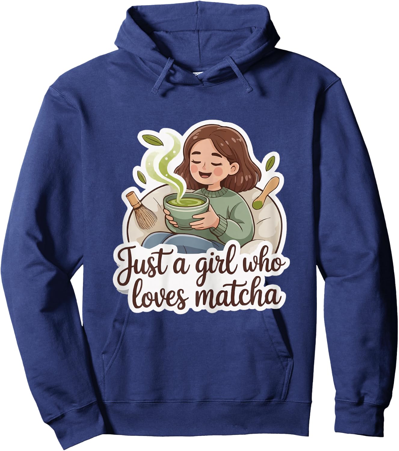 Cute Matcha Lover Girls Cozy Hoodie - Hoodie | Navy