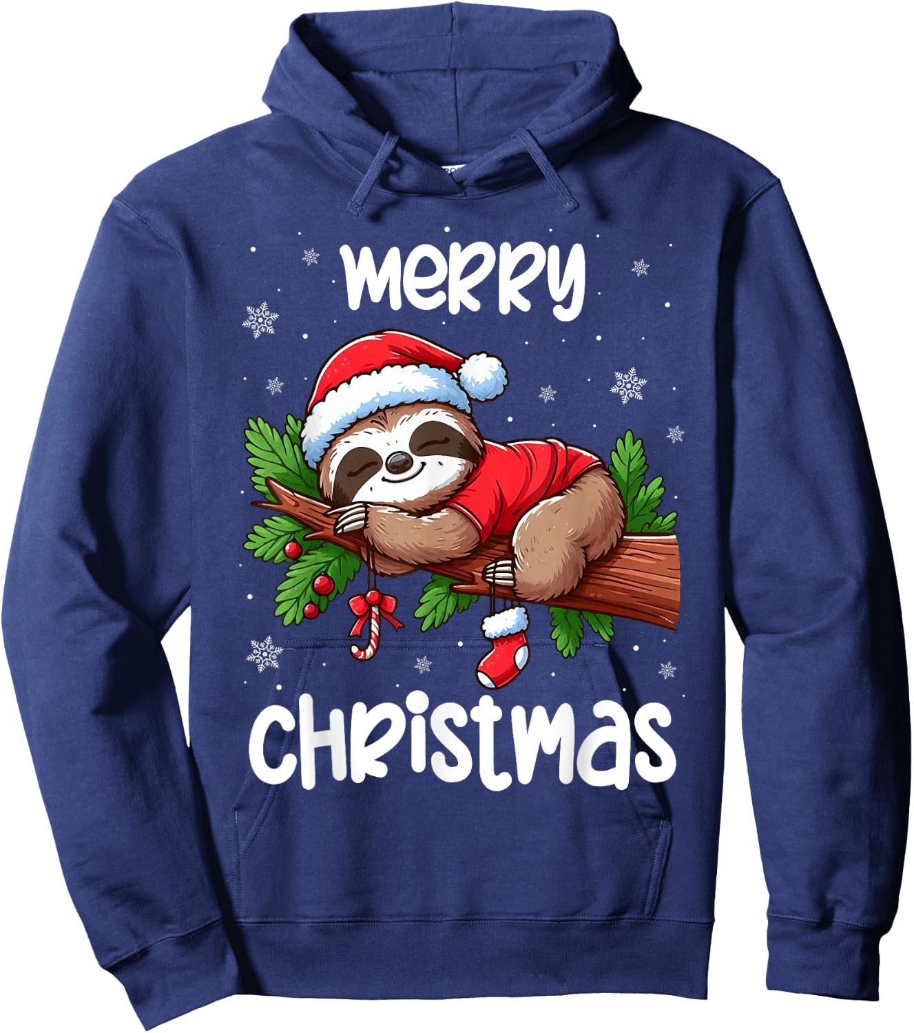 Merry Christmas Sloth Lazy Funny Christmas Sloth Lover Xmas Hoodie - Hoodie | Navy