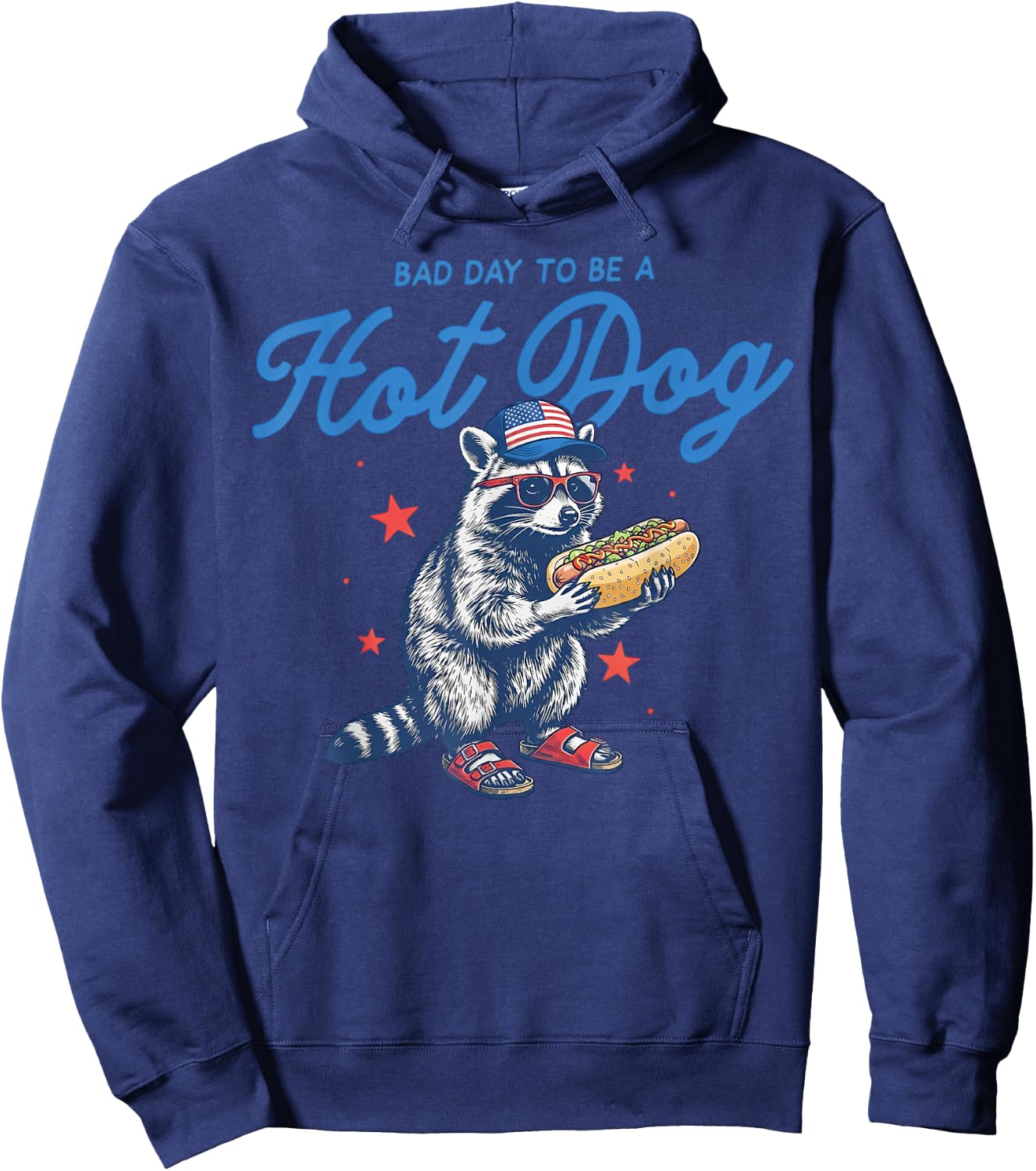 Bad Day to Be A Hotdog Funny Raccoon Merica 4th of July Kids Hoodie - Hoodie | Navy