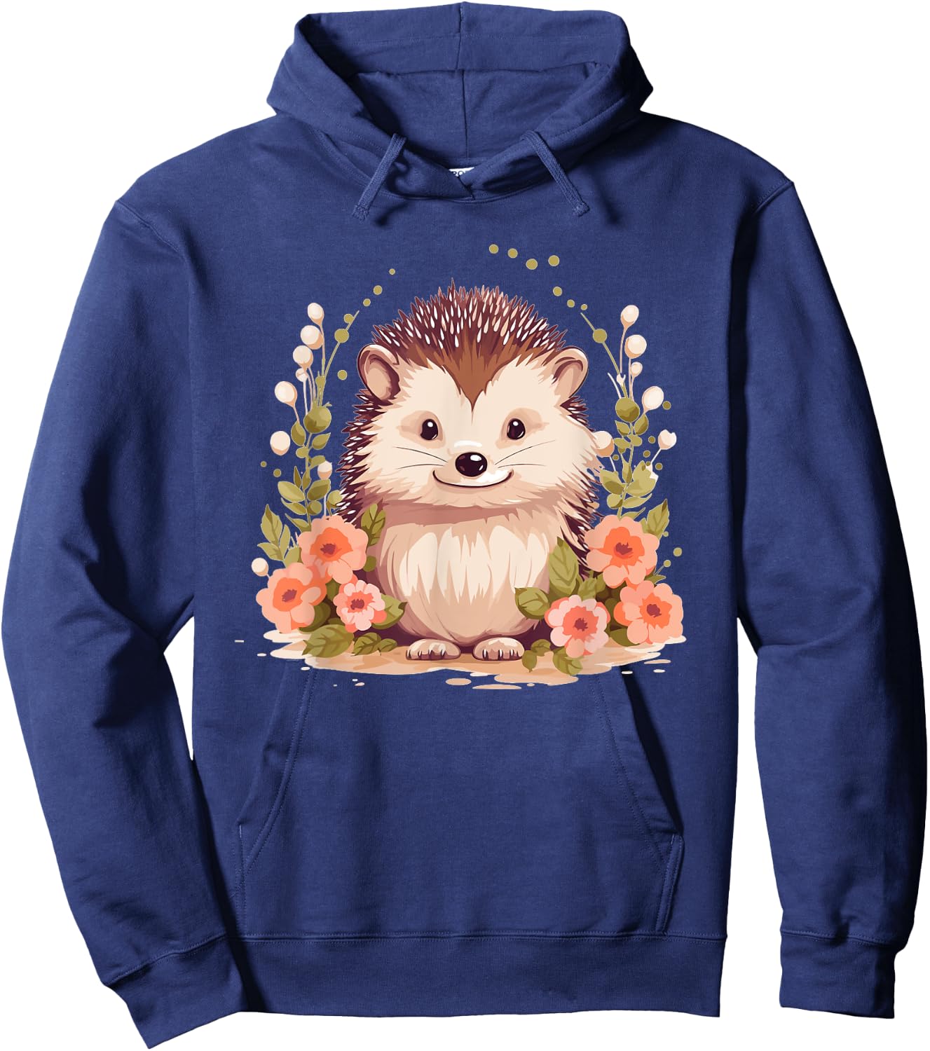 Cute Hedgehog With Flowers I Hedgehog Hoodie - Hoodie | Navy